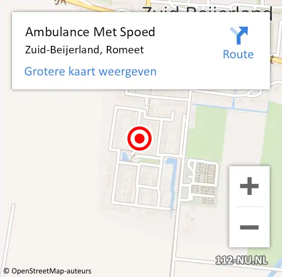 Locatie op kaart van de 112 melding: Ambulance Met Spoed Naar Zuid-Beijerland, Romeet op 1 mei 2022 17:58