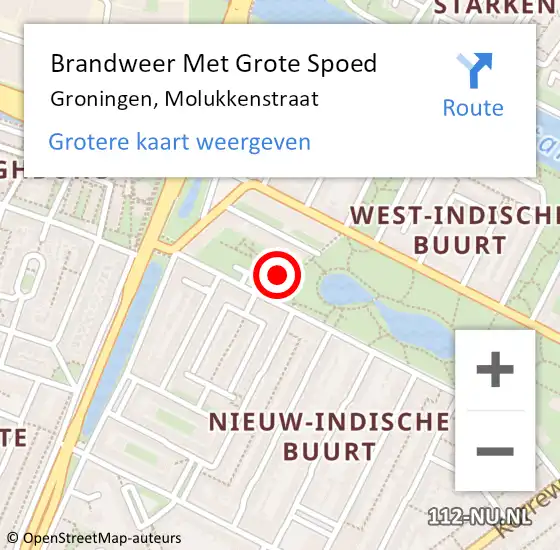 Locatie op kaart van de 112 melding: Brandweer Met Grote Spoed Naar Groningen, Molukkenstraat op 1 mei 2022 18:07