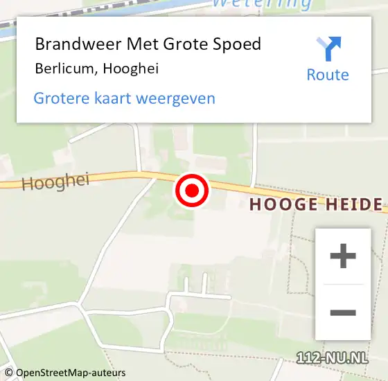 Locatie op kaart van de 112 melding: Brandweer Met Grote Spoed Naar Berlicum, Hooghei op 1 mei 2022 18:09