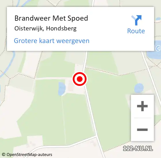 Locatie op kaart van de 112 melding: Brandweer Met Spoed Naar Oisterwijk, Hondsberg op 1 mei 2022 18:12