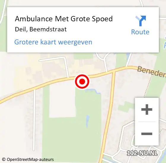 Locatie op kaart van de 112 melding: Ambulance Met Grote Spoed Naar Deil, Beemdstraat op 1 mei 2022 18:19