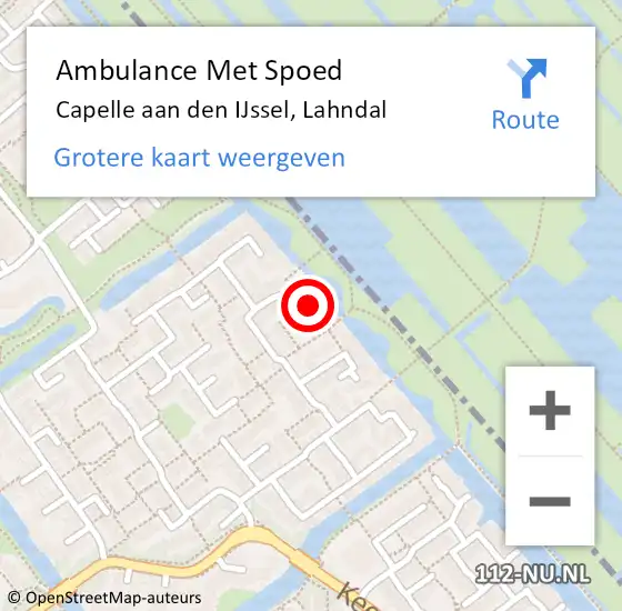 Locatie op kaart van de 112 melding: Ambulance Met Spoed Naar Capelle aan den IJssel, Lahndal op 1 mei 2022 18:50