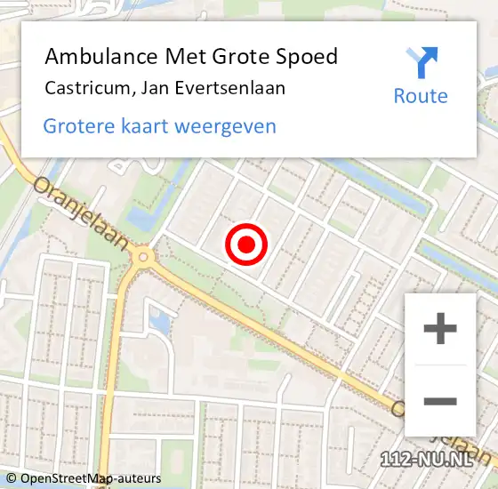 Locatie op kaart van de 112 melding: Ambulance Met Grote Spoed Naar Castricum, Jan Evertsenlaan op 1 mei 2022 20:09