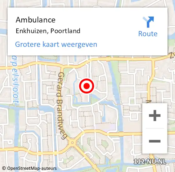 Locatie op kaart van de 112 melding: Ambulance Enkhuizen, Poortland op 1 mei 2022 20:28