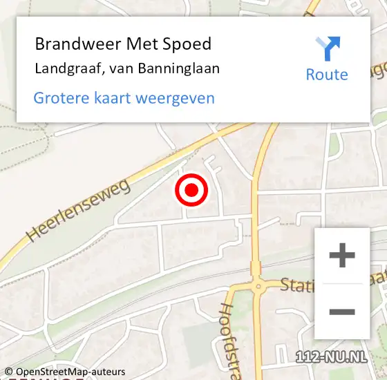 Locatie op kaart van de 112 melding: Brandweer Met Spoed Naar Landgraaf, van Banninglaan op 1 mei 2022 20:32