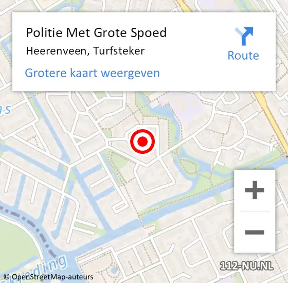 Locatie op kaart van de 112 melding: Politie Met Grote Spoed Naar Heerenveen, Turfsteker op 1 mei 2022 20:36