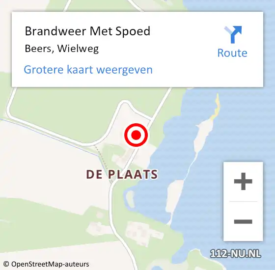 Locatie op kaart van de 112 melding: Brandweer Met Spoed Naar Beers, Wielweg op 1 mei 2022 21:20