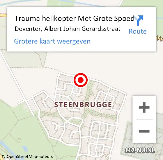 Locatie op kaart van de 112 melding: Trauma helikopter Met Grote Spoed Naar Deventer, Albert Johan Gerardsstraat op 1 mei 2022 21:45