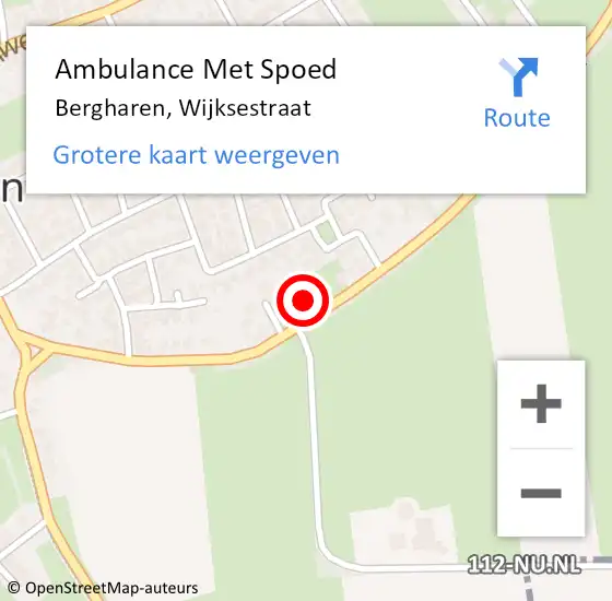 Locatie op kaart van de 112 melding: Ambulance Met Spoed Naar Bergharen, Wijksestraat op 1 mei 2022 23:41