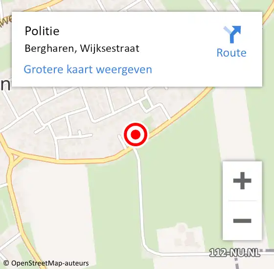 Locatie op kaart van de 112 melding: Politie Bergharen, Wijksestraat op 1 mei 2022 23:44