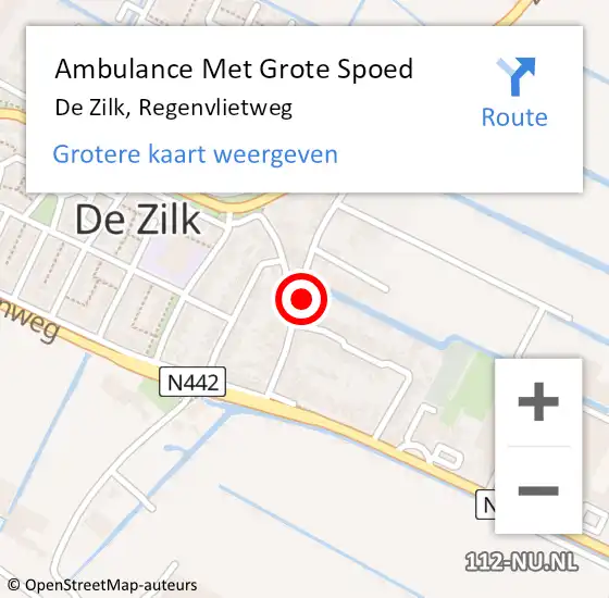 Locatie op kaart van de 112 melding: Ambulance Met Grote Spoed Naar De Zilk, Regenvlietweg op 1 mei 2022 23:44