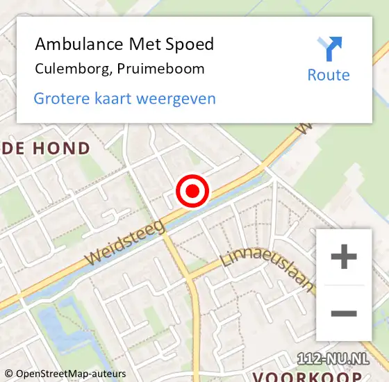 Locatie op kaart van de 112 melding: Ambulance Met Spoed Naar Culemborg, Pruimeboom op 1 mei 2022 23:54