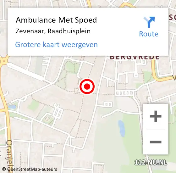 Locatie op kaart van de 112 melding: Ambulance Met Spoed Naar Zevenaar, Raadhuisplein op 1 mei 2022 23:58
