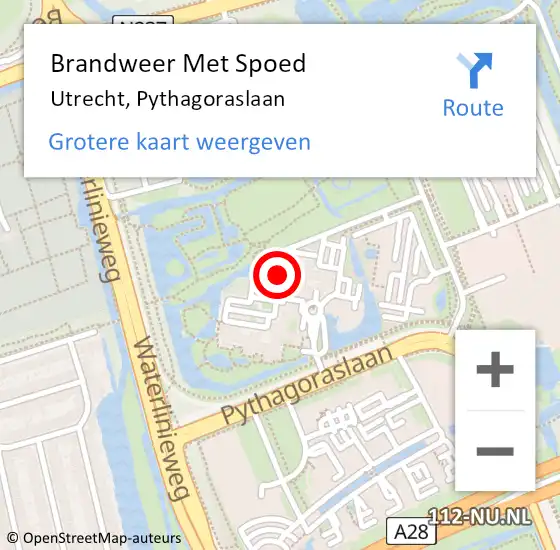 Locatie op kaart van de 112 melding: Brandweer Met Spoed Naar Utrecht, Pythagoraslaan op 2 mei 2022 00:20