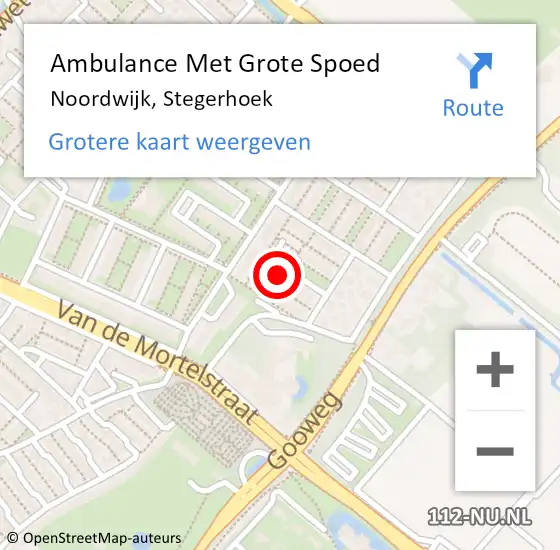 Locatie op kaart van de 112 melding: Ambulance Met Grote Spoed Naar Noordwijk, Stegerhoek op 2 mei 2022 00:33