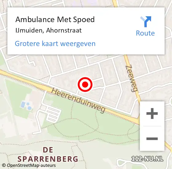 Locatie op kaart van de 112 melding: Ambulance Met Spoed Naar IJmuiden, Ahornstraat op 2 mei 2022 01:05