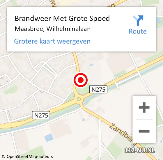 Locatie op kaart van de 112 melding: Brandweer Met Grote Spoed Naar Maasbree, Wilhelminalaan op 2 mei 2022 03:05