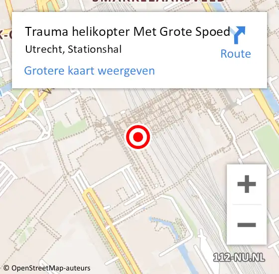 Locatie op kaart van de 112 melding: Trauma helikopter Met Grote Spoed Naar Utrecht, Stationshal op 2 mei 2022 03:10