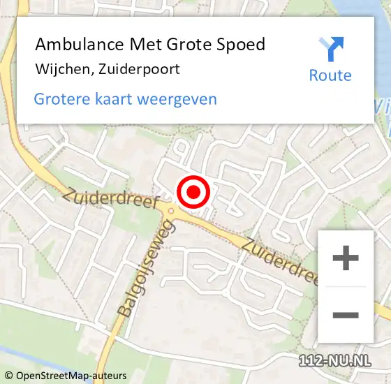 Locatie op kaart van de 112 melding: Ambulance Met Grote Spoed Naar Wijchen, Zuiderpoort op 2 mei 2022 03:23