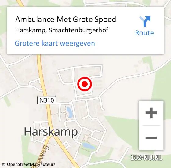 Locatie op kaart van de 112 melding: Ambulance Met Grote Spoed Naar Harskamp, Smachtenburgerhof op 2 mei 2022 04:20