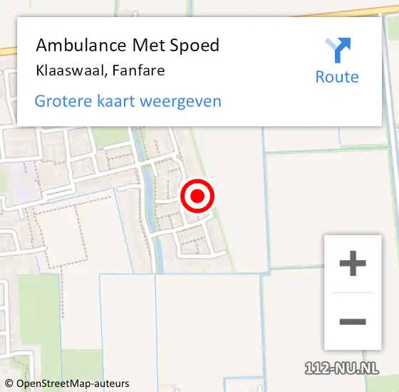 Locatie op kaart van de 112 melding: Ambulance Met Spoed Naar Klaaswaal, Fanfare op 2 mei 2022 04:52