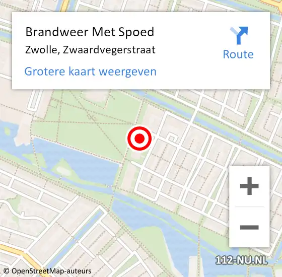 Locatie op kaart van de 112 melding: Brandweer Met Spoed Naar Zwolle, Zwaardvegerstraat op 2 mei 2022 06:22