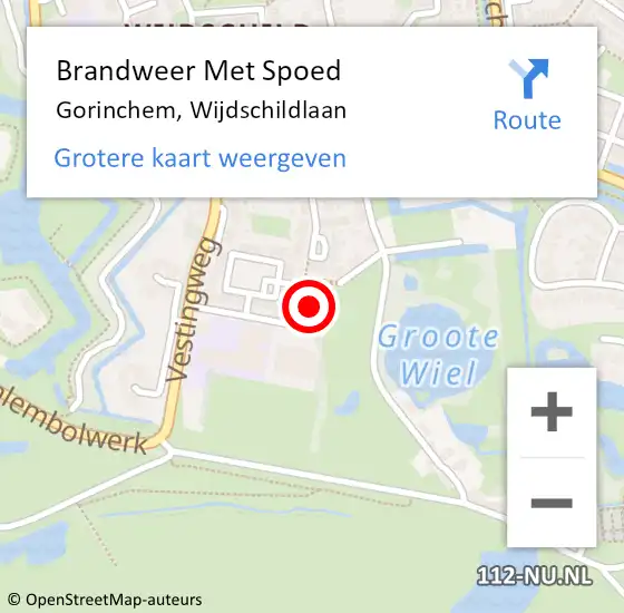 Locatie op kaart van de 112 melding: Brandweer Met Spoed Naar Gorinchem, Wijdschildlaan op 2 mei 2022 06:41