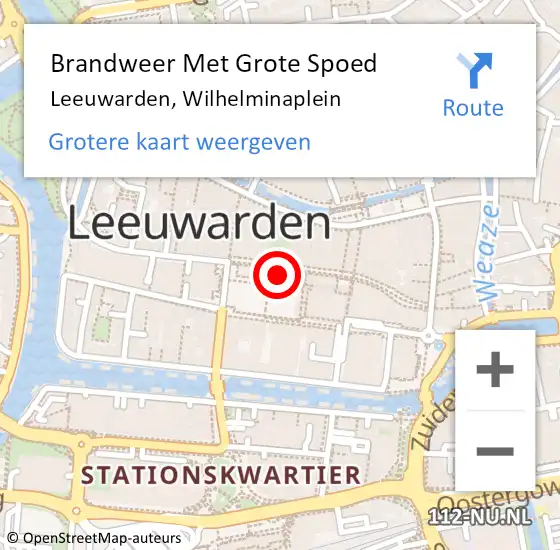 Locatie op kaart van de 112 melding: Brandweer Met Grote Spoed Naar Leeuwarden, Wilhelminaplein op 2 mei 2022 07:04