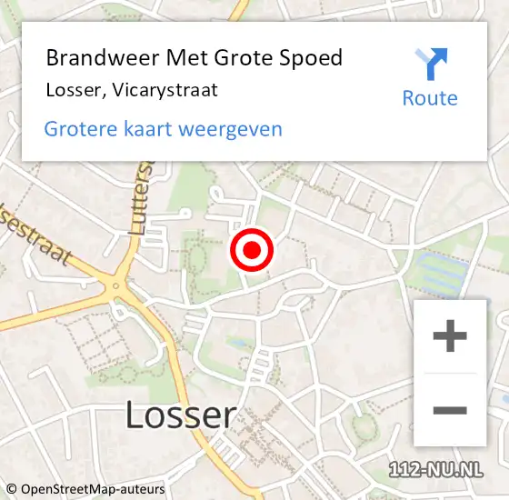 Locatie op kaart van de 112 melding: Brandweer Met Grote Spoed Naar Losser, Vicarystraat op 2 mei 2022 07:05
