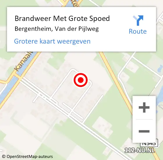 Locatie op kaart van de 112 melding: Brandweer Met Grote Spoed Naar Bergentheim, Van der Pijlweg op 2 mei 2022 07:22