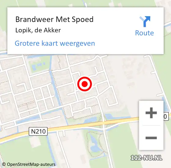 Locatie op kaart van de 112 melding: Brandweer Met Spoed Naar Lopik, de Akker op 2 mei 2022 07:27