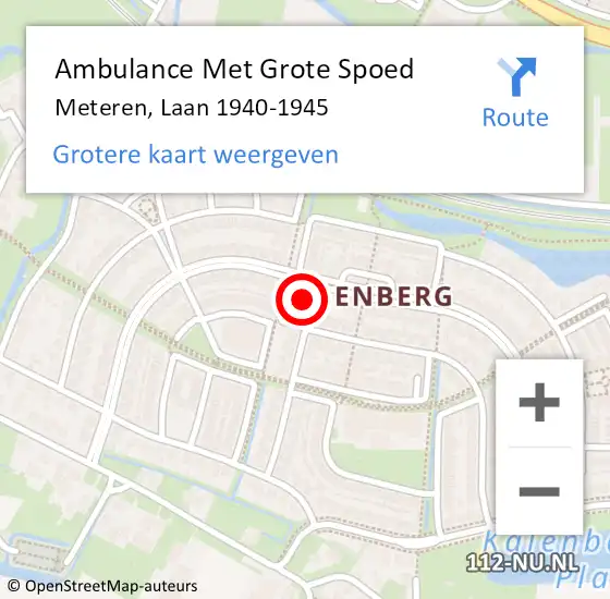 Locatie op kaart van de 112 melding: Ambulance Met Grote Spoed Naar Meteren, Laan 1940-1945 op 2 mei 2022 08:27