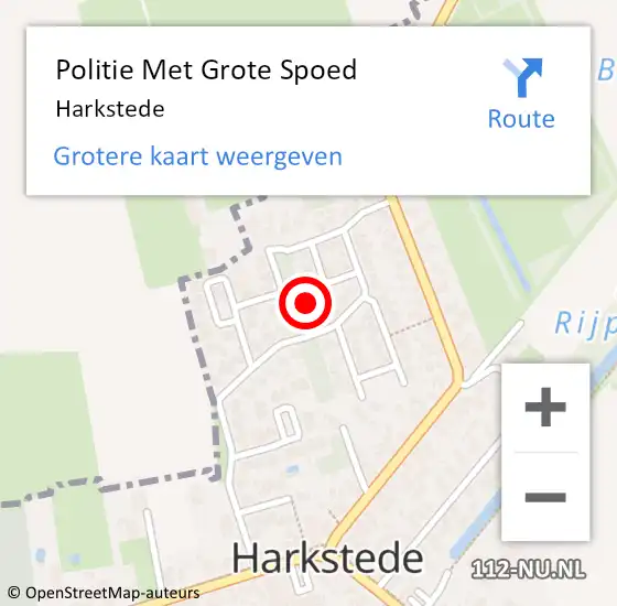 Locatie op kaart van de 112 melding: Politie Met Grote Spoed Naar Harkstede op 2 mei 2022 08:35