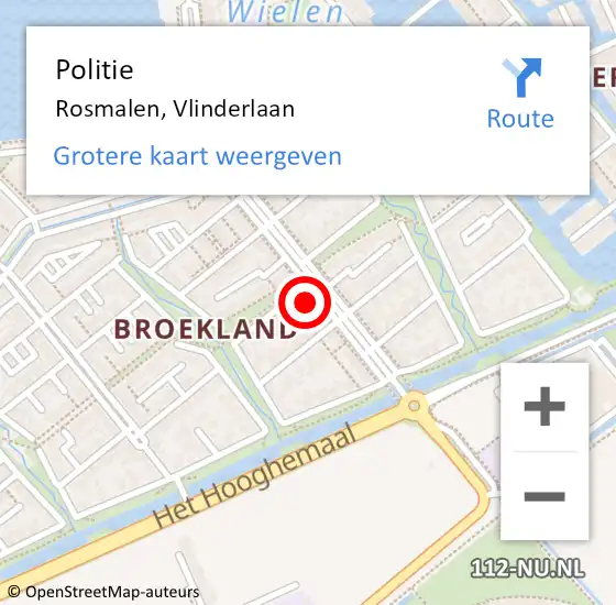 Locatie op kaart van de 112 melding: Politie Rosmalen, Vlinderlaan op 2 mei 2022 09:00