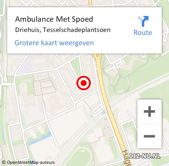 Locatie op kaart van de 112 melding: Ambulance Met Spoed Naar Driehuis, Tesselschadeplantsoen op 2 mei 2022 09:07