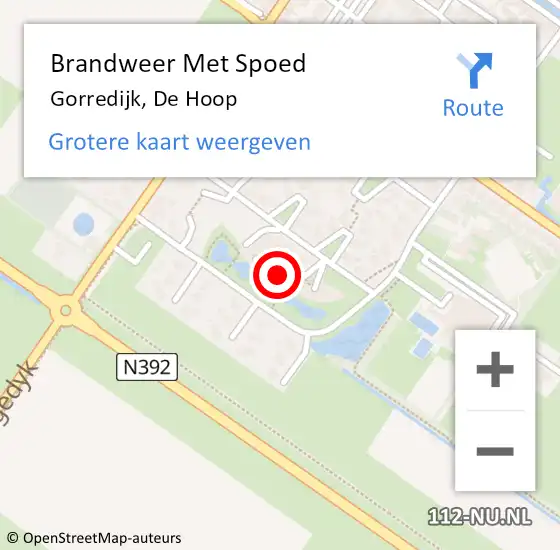Locatie op kaart van de 112 melding: Brandweer Met Spoed Naar Gorredijk, De Hoop op 2 mei 2022 09:09