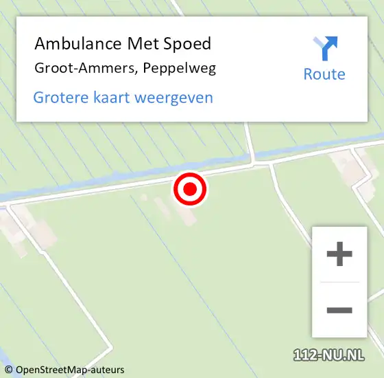 Locatie op kaart van de 112 melding: Ambulance Met Spoed Naar Groot-Ammers, Peppelweg op 2 mei 2022 09:14