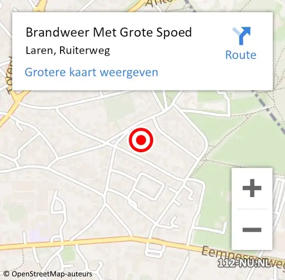 Locatie op kaart van de 112 melding: Brandweer Met Grote Spoed Naar Laren, Ruiterweg op 2 mei 2022 09:28