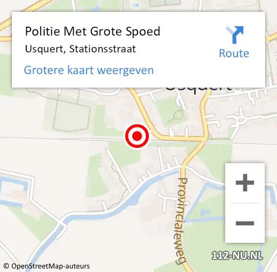 Locatie op kaart van de 112 melding: Politie Met Grote Spoed Naar Usquert, Stationsstraat op 2 mei 2022 09:44