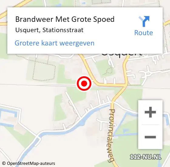 Locatie op kaart van de 112 melding: Brandweer Met Grote Spoed Naar Usquert, Stationsstraat op 2 mei 2022 09:45