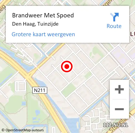 Locatie op kaart van de 112 melding: Brandweer Met Spoed Naar Den Haag, Tuinzijde op 2 mei 2022 09:52