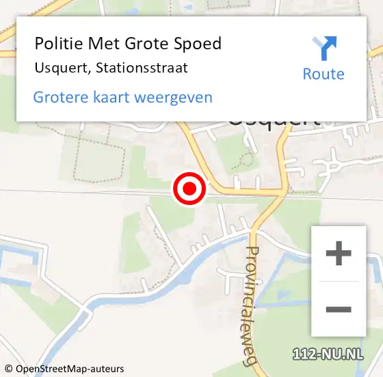 Locatie op kaart van de 112 melding: Politie Met Grote Spoed Naar Usquert, Stationsstraat op 2 mei 2022 09:55