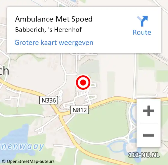Locatie op kaart van de 112 melding: Ambulance Met Spoed Naar Babberich, 's Herenhof op 2 mei 2022 10:35