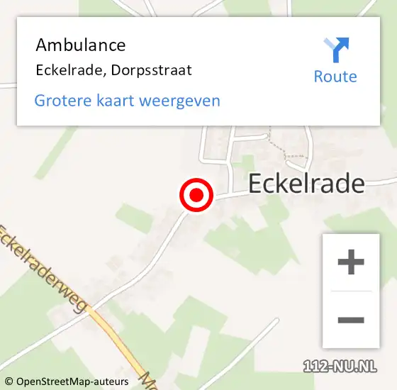 Locatie op kaart van de 112 melding: Ambulance Eckelrade, Dorpsstraat op 16 juli 2014 09:26