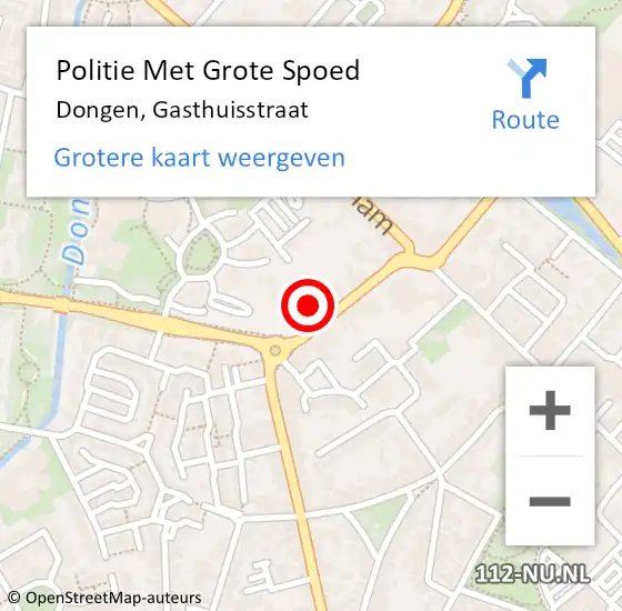 Locatie op kaart van de 112 melding: Politie Met Grote Spoed Naar Dongen, Gasthuisstraat op 2 mei 2022 10:49