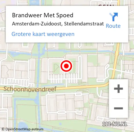 Locatie op kaart van de 112 melding: Brandweer Met Spoed Naar Amsterdam-Zuidoost, Stellendamstraat op 2 mei 2022 10:51