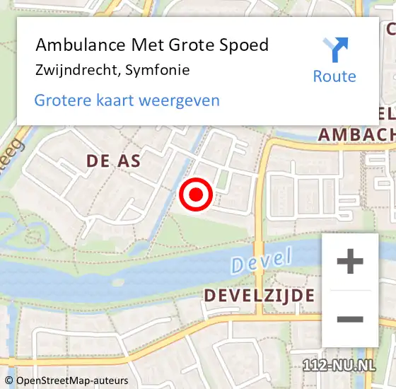 Locatie op kaart van de 112 melding: Ambulance Met Grote Spoed Naar Zwijndrecht, Symfonie op 2 mei 2022 10:52