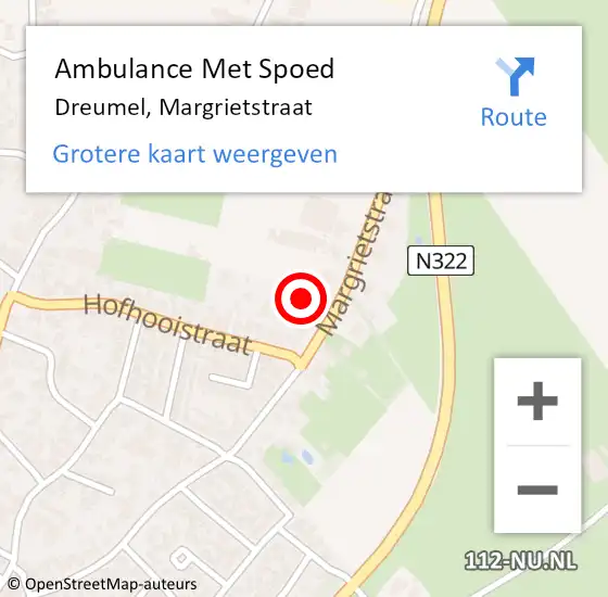 Locatie op kaart van de 112 melding: Ambulance Met Spoed Naar Dreumel, Margrietstraat op 2 mei 2022 10:59