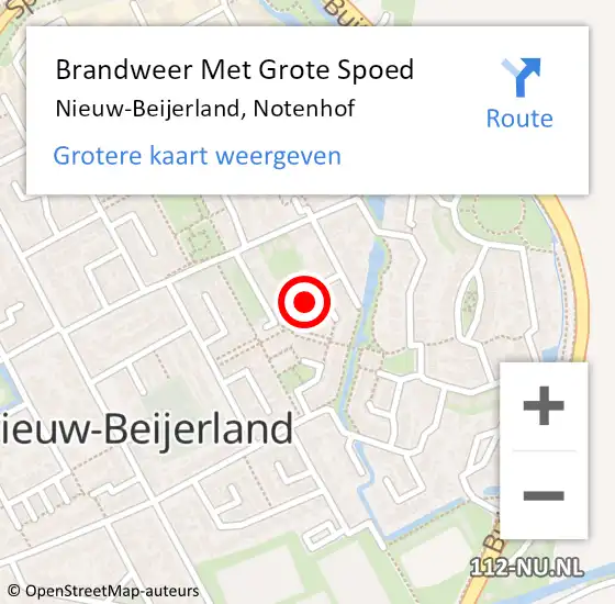 Locatie op kaart van de 112 melding: Brandweer Met Grote Spoed Naar Nieuw-Beijerland, Notenhof op 2 mei 2022 11:06