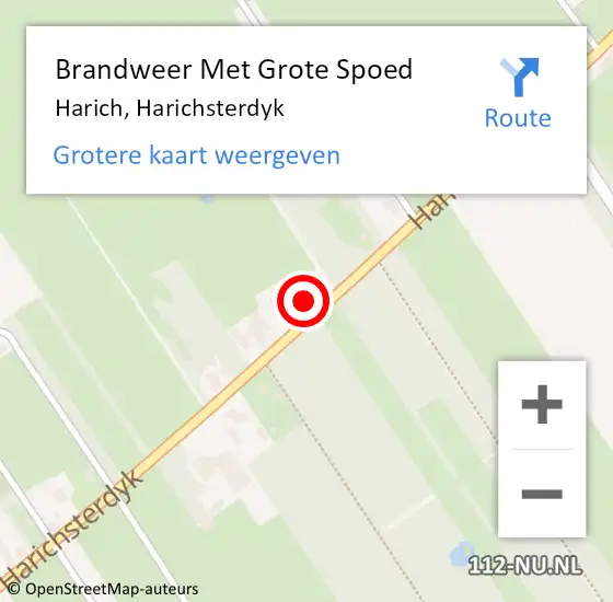 Locatie op kaart van de 112 melding: Brandweer Met Grote Spoed Naar Harich, Harichsterdyk op 2 mei 2022 11:11